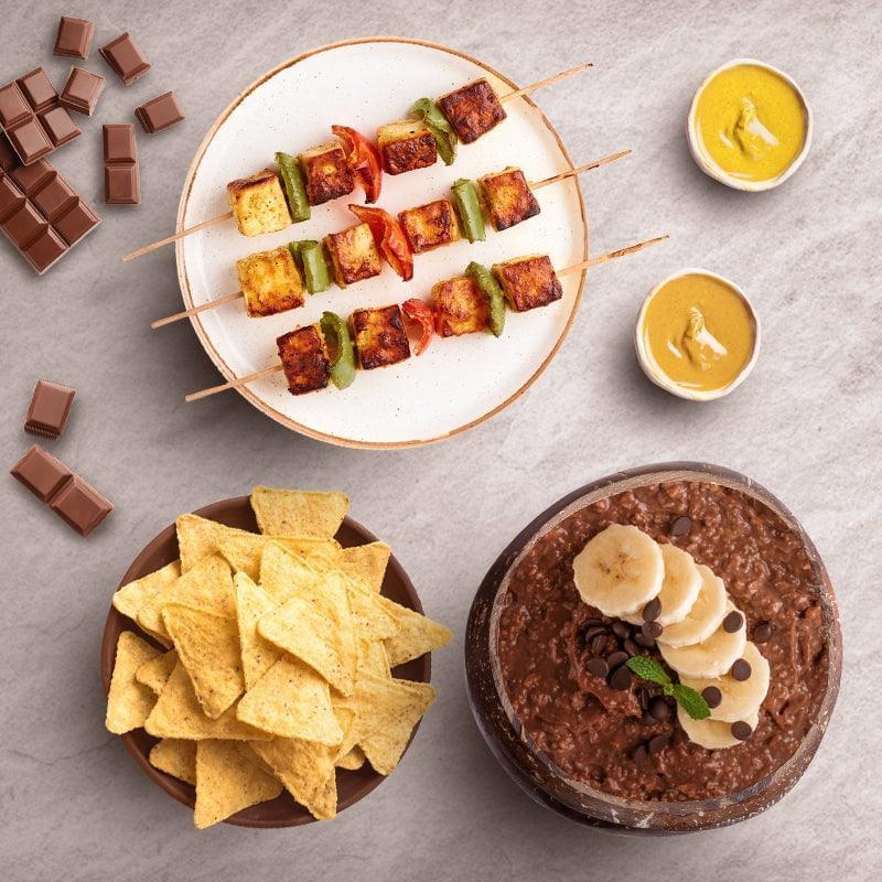 Chocolate Overnight Oats + Barbeque Peanut Spread + Mint Chutney  Peanut Spread